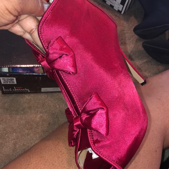 Red Hot Bow Tie Peep Toe Bootie - Picture 6 of 7